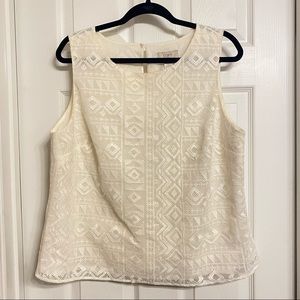 Loft Sleeveless Cremy Off White Print To